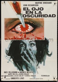 4g0084 EYEBALL Spanish 1974 Lenzi, Montalban art of knife in bleeding eye & terrified girl, rare!