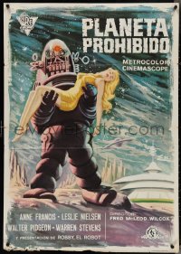 4g0086 FORBIDDEN PLANET Spanish 1967 different Escobar art of Robby the Robot with sexier Francis!