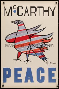 4g0149 EUGENE MCCARTHY 25x38 political campaign 1968 Shahn dove art, vote democrat for peace, rare!