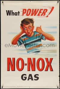 4g0173 GULF OIL 28x42 advertising poster 1950s No-Nox kid saying 'what power!', ultra rare!