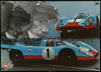 4g0175 GULF PORSCHE 917 2-sided 24x33 Swiss advertising poster 1970s Jo Siffert & schematic of racer!