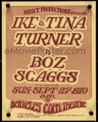 4g0504 IKE & TINA TURNER/BOZ SCAGGS 12x15 music poster 1970 Berkely CA, cool art by Tom Mix!