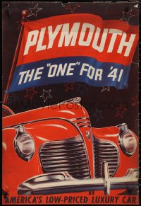 4g0176 PLYMOUTH 23x34 advertising poster 1941 red Plymouth with chrome grill, ultra rare!