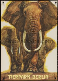 4g0169 TIERPARK BERLIN 23x32 East German special poster 1987 Reiner Zieger art of elephants!