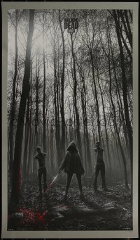 4g0334 WALKING DEAD #93/225 21x36 art print 2010 Michonne w/kitana & zombies by Richard, The Rescue!