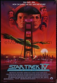 4g1052 STAR TREK IV 1sh 1986 art of Leonard Nimoy, Shatner & Klingon Bird-of-Prey by Bob Peak!