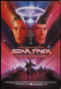 4g1053 STAR TREK V advance 1sh 1989 The Final Frontier, art of William Shatner & Nimoy by Bob Peak!