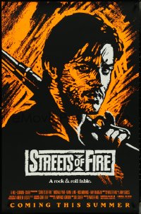 4g1063 STREETS OF FIRE advance 1sh 1984 Walter Hill, Riehm orange dayglo art, a rock & roll fable!