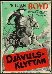 4g0070 DEVIL'S PLAYGROUND Swedish 1947 Eric Rohman art of William Boyd as Hopalong Cassidy, rare!