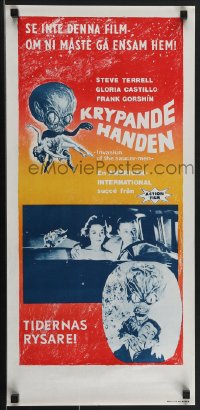 4g0515 INVASION OF THE SAUCER MEN Swedish stolpe 1961 art of cabbage head alien & sexy girl!