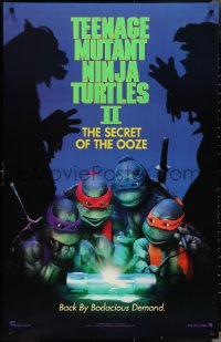 4g1066 TEENAGE MUTANT NINJA TURTLES II teaser DS 25x39 1sh 1991 Secret of the Ooze, borderless!