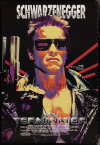 4g0160 TERMINATOR 27x40 video poster R1991 different cyborg Arnold Schwarzenegger with gun!