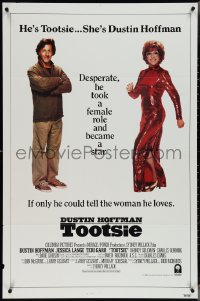 4g1073 TOOTSIE int'l 1sh 1982 great duo image of cross-dressing Dustin Hoffman as himself & in drag!