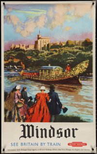 4g0226 BRITISH RAILWAYS WINDSOR 25x40 English travel poster 1960s Nicoll art, Windsor Palace!