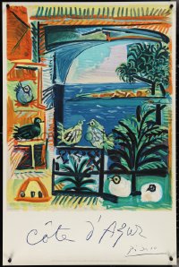 4g0227 COTE D'AZUR 26x39 French travel poster 1961 Pablo Picasso art of French Riviera!