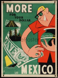 4g0235 MEXICO 28x38 Mexican travel poster 1950s great Ley tourism art, more for your dollar!