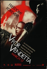 4g1081 V FOR VENDETTA teaser 1sh 2005 Wachowskis, Natalie Portman, Hugo Weaving, city in flames!