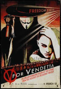 4g1082 V FOR VENDETTA teaser 1sh 2005 Wachowskis, Natalie Portman, Hugo Weaving w/ raised fist!