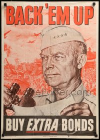4g0483 BUY EXTRA BONDS 20x28 WWII war poster 1944 Chaliapin art of Four Star General Eisenhower!