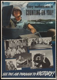 4g0184 EVERY MOTHERS SON IS COUNTING ON YOU 29x40 WWII war poster 1944 cool images of fighting men!