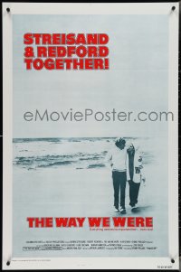 4g1091 WAY WE WERE int'l 1sh 1973 Barbra Streisand & Robert Redford walk on the beach!