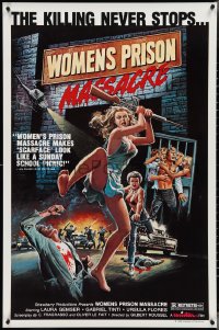 4g1095 WOMEN'S PRISON MASSACRE 1sh 1985 Emanuelle Fuga Dall'Inferno, wild art of violent girls!