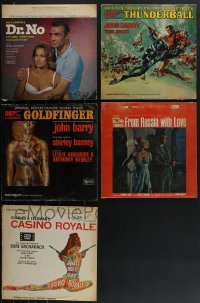 4h0016 LOT OF 5 JAMES BOND MOVIE SOUNDTRACK RECORDS 1960s Dr. No, Goldfinger, Thunderball & more!