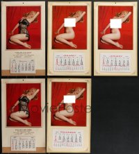 4h0076 LOT OF 5 MARILYN MONROE REPRO CALENDARS 1970s classic Golden Dreams nude portrait!
