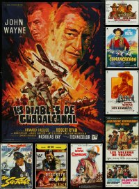 4h0060 LOT OF 13 FOLDED NON-US JOHN WAYNE POSTERS 1960s-1970s a variety of great images!