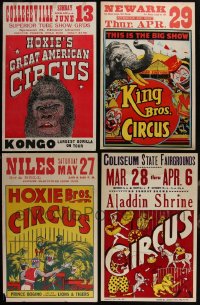 4h0064 LOT OF 11 CIRCUS WINDOW CARDS 1950s-1990s great images of clowns, elephants & more!
