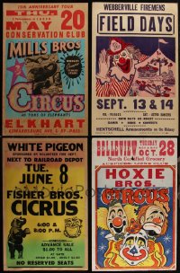 4h0071 LOT OF 7 CIRCUS WINDOW CARDS 1950s-1960s great images of clowns & elephants!