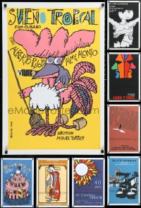 4h1070 LOT OF 10 UNFOLDED CUBAN POSTERS 1970s-2000s a variety of colorful artwork images!