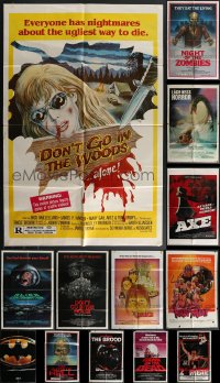 4h0440 LOT OF 13 FOLDED HORROR/SCI-FI ONE-SHEETS IN LESSER CONDITION 1970s-1980s cool images!