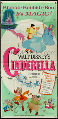 4j0293 CINDERELLA 3sh R1965 Walt Disney classic romantic musical cartoon, great fantasy art!