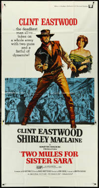 4j0349 TWO MULES FOR SISTER SARA 3sh 1970 art of gunslinger Clint Eastwood & Shirley MacLaine, rare!