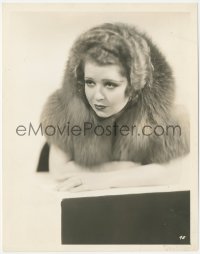 4j1476 CLARA BOW 8x10.25 still 1932 wonderful Fox studio portrait of The It Girl wearing fur!