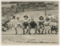 4j1595 OUR GANG 7.75x10 still 1928 Farina, Sunshine Sammy, Joe Cobb, Pete & cast eating watermelon!