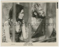 4j1602 PLANET OF THE APES 8x10 still 1968 c/u of Charlton Heston & sexy Linda Harrison in cage!