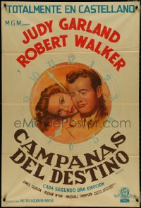 4j0357 CLOCK Argentinean 1945 great art of pretty Judy Garland & Robert Walker, ultra rare!