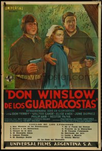 4j0359 DON WINSLOW OF THE COAST GUARD Argentinean 1943 Don Terry & Elyse Knox, WWII serial, rare!