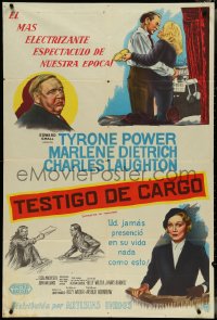 4j0376 WITNESS FOR THE PROSECUTION Argentinean 1958 Billy Wilder, Tyrone Power, Marlene Dietrich!