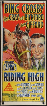 4j0437 RIDING HIGH Aust daybill 1950 Richardson Studio art of Bing Crosby, horse racing, very rare!