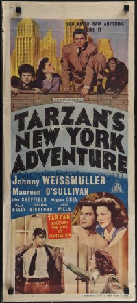4j0439 TARZAN'S NEW YORK ADVENTURE Aust daybill 1942 Johnny Weissmuller & O'Sullivan, ultra rare!