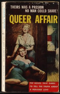 4j1275 QUEER AFFAIR paperback book 1957 art of lesbians, theirs was a passion no man could share!