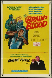 4j0867 BRAIN OF BLOOD/BLOOD DRINKERS 1sh 1971 double dose of shock, cool Gray Morrow horror art!