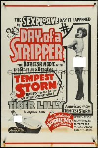 4j0896 DAY OF A STRIPPER 1sh 1964 burlesque nudie w/ stars & beauties, Tempest Storm, ultra rare!