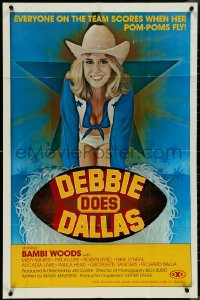 4j0900 DEBBIE DOES DALLAS 25x38 1sh 1978 sexy art of cheerleader Bambi Woods over title football!