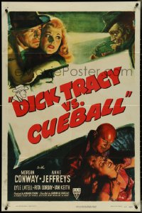 4j0907 DICK TRACY VS. CUEBALL 1sh 1946 detective Morgan Conway vs crazed villain Dick Wessel, rare!