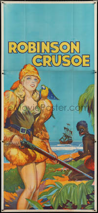 4j0330 ROBINSON CRUSOE stage play English 3sh 1930s sexy c/u of female hero by Friday & ship!