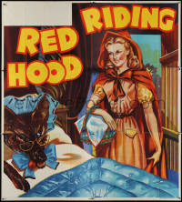4j0263 RED RIDING HOOD stage play English 6sh 1930s art of Red by wolf disguised as grandma in bed!
